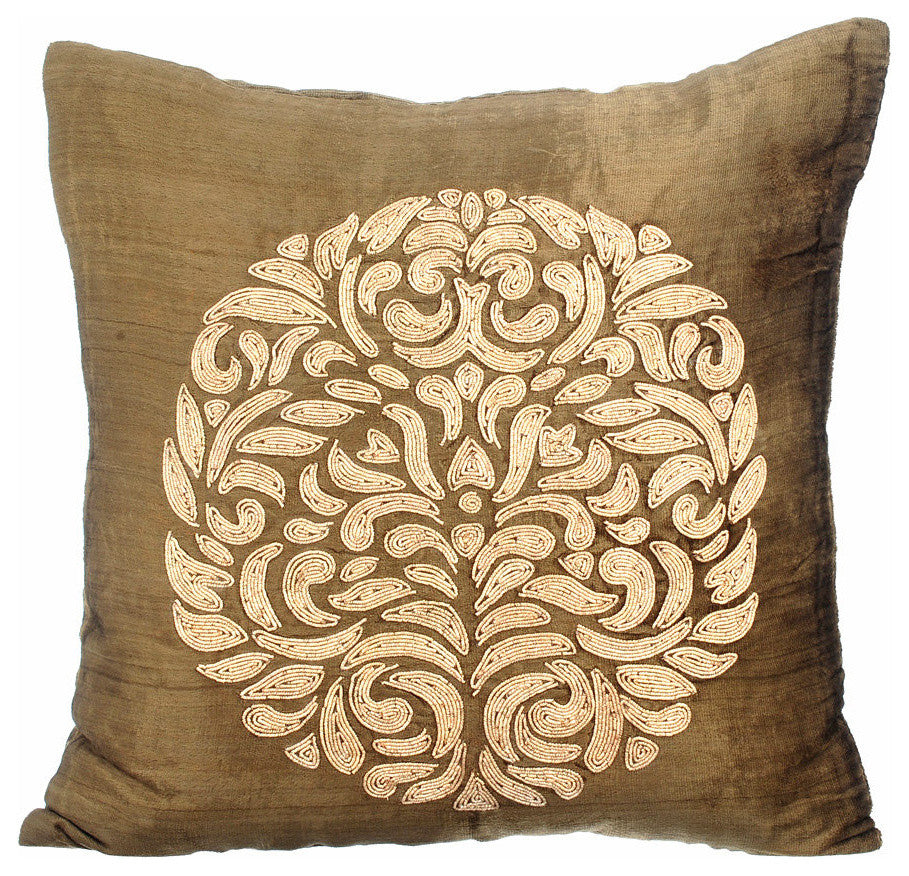 Green Decorative Pillow Covers 18"x18" Velvet, Circle Of Peace