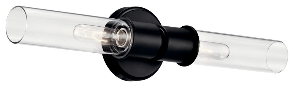 Aviv 24" 2 Light Wall Sconce With Clear Glass, Black