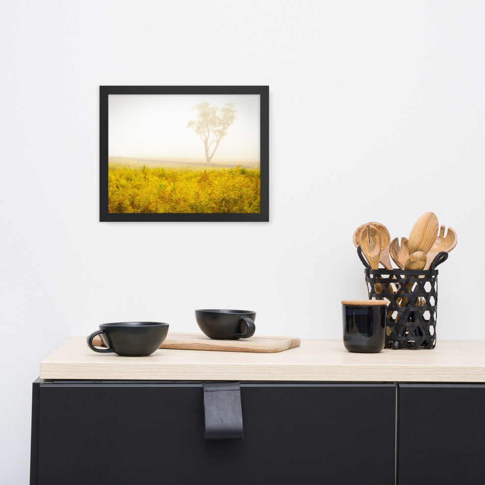 Dreams of Goldenrod and Fog Landscape Framed Photo Paper Wall Art Prints, Black, 11" X 14"