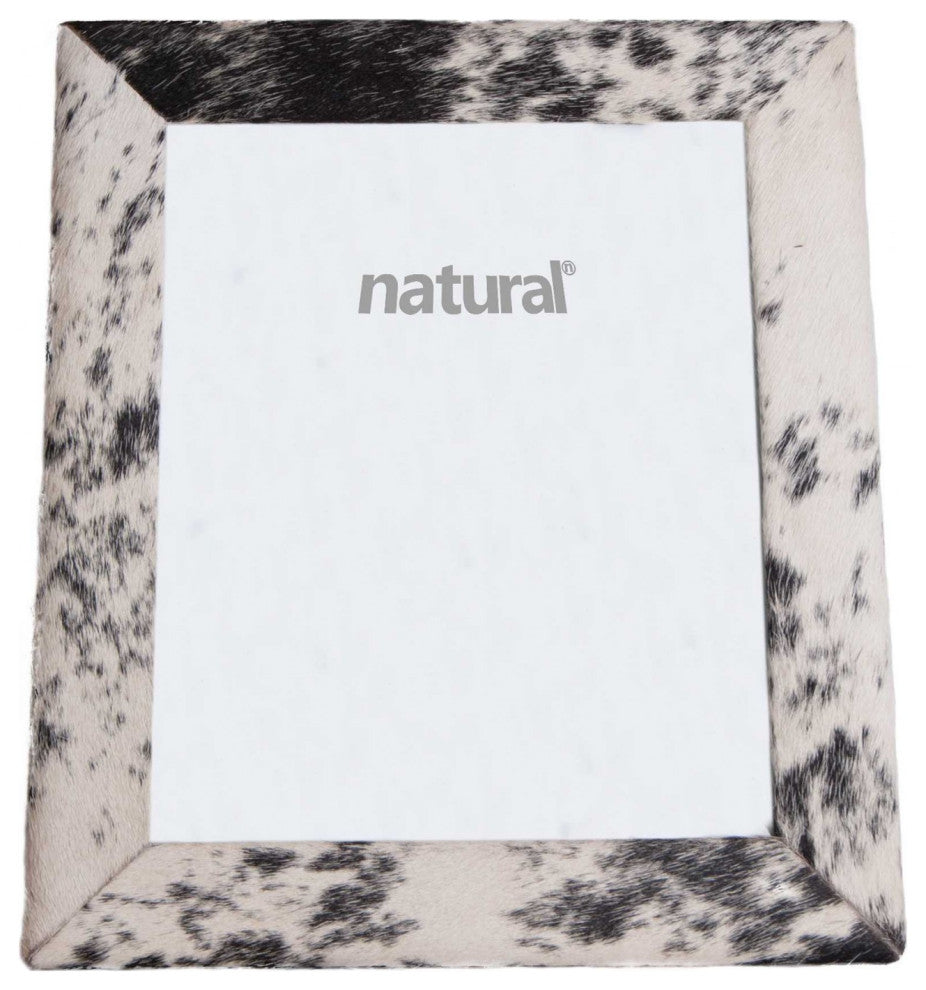 HomeRoots 8" x 10" Black and White Cowhide Picture Frame