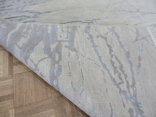 6'2x8'11 Hand Knotted Ivory Gray Modern Wool & Silk Oriental Rug