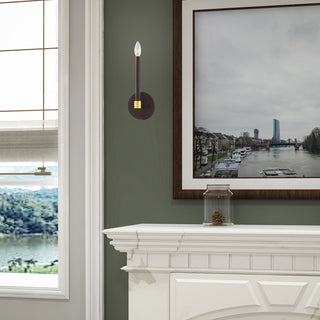Livex Lighting Karlstad 1 Light Bronze, Satin Brass Accents ADA Single Sconce