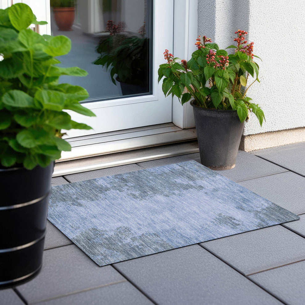 Machine Washable Indoor/Outdoor Chantille ACN1902 Blue 1'8" x 2'6" Rug