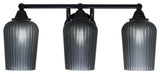 Paramount 3-Light Bath Bar, Matte Black, 5" Smoke Textured Glass