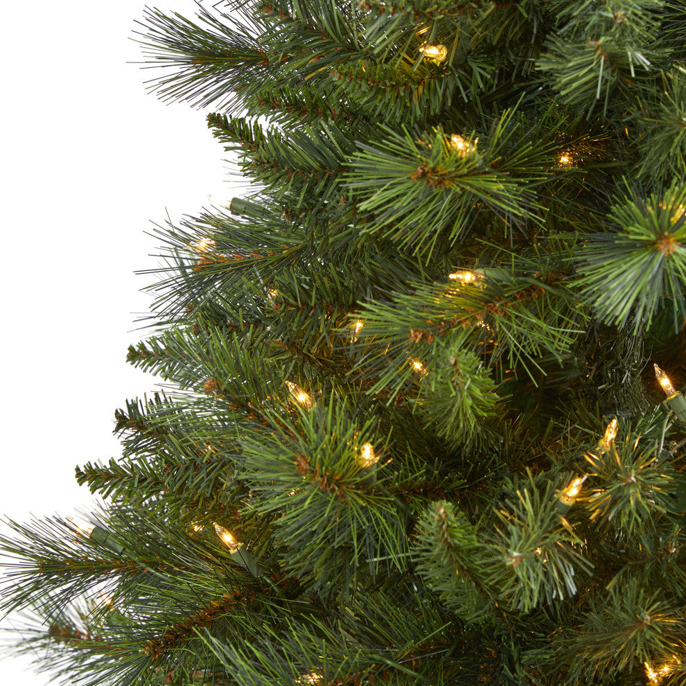 6' Slim West Virginia Mountain Pine Faux Xmas Tree W/Lights & Bendable Branches