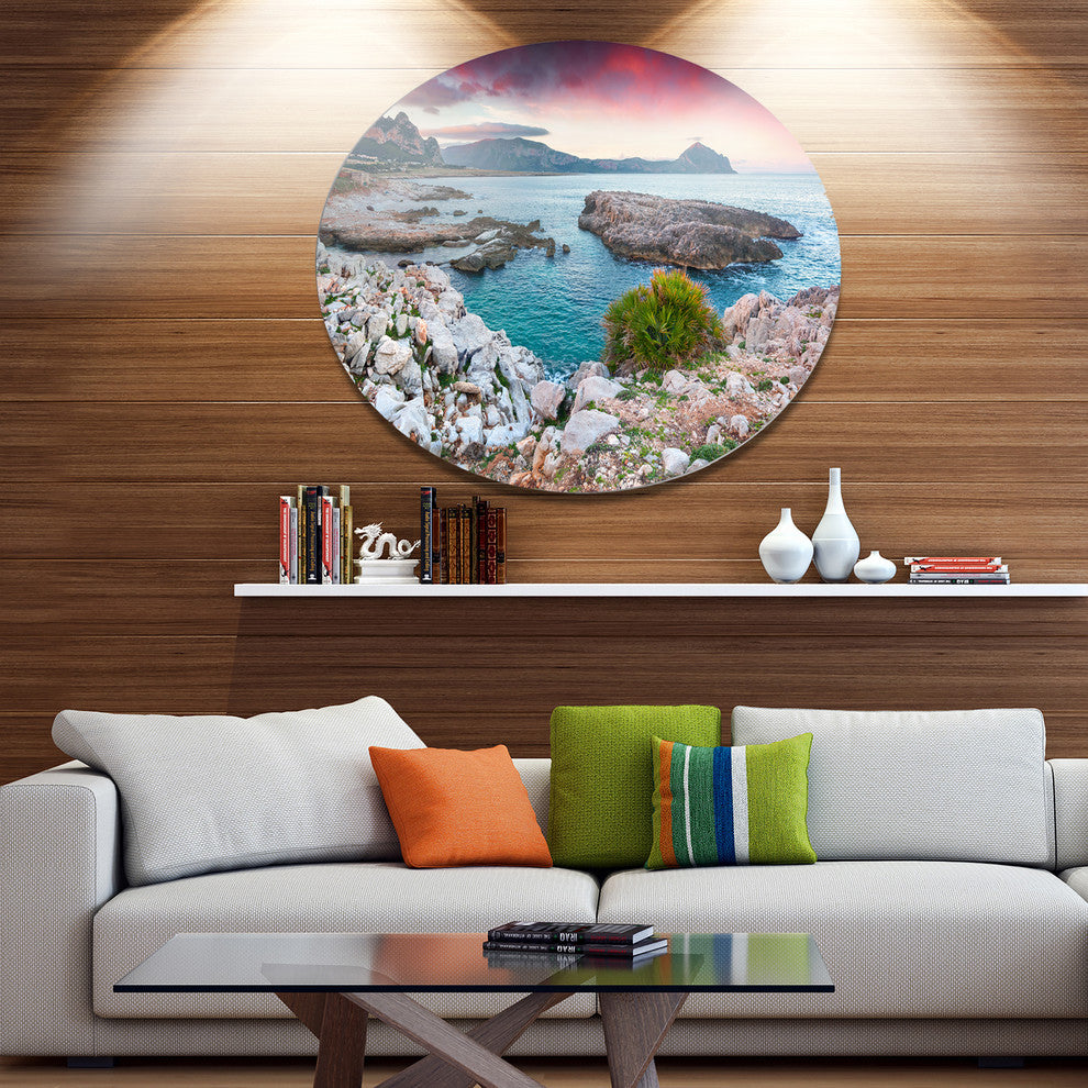 Nature Reserve Monte Cofano, Landscape Round Wall Art, 36"