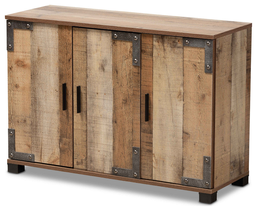 Angelou Farmhouse Rustic 3-Door Shoe Cabinet
