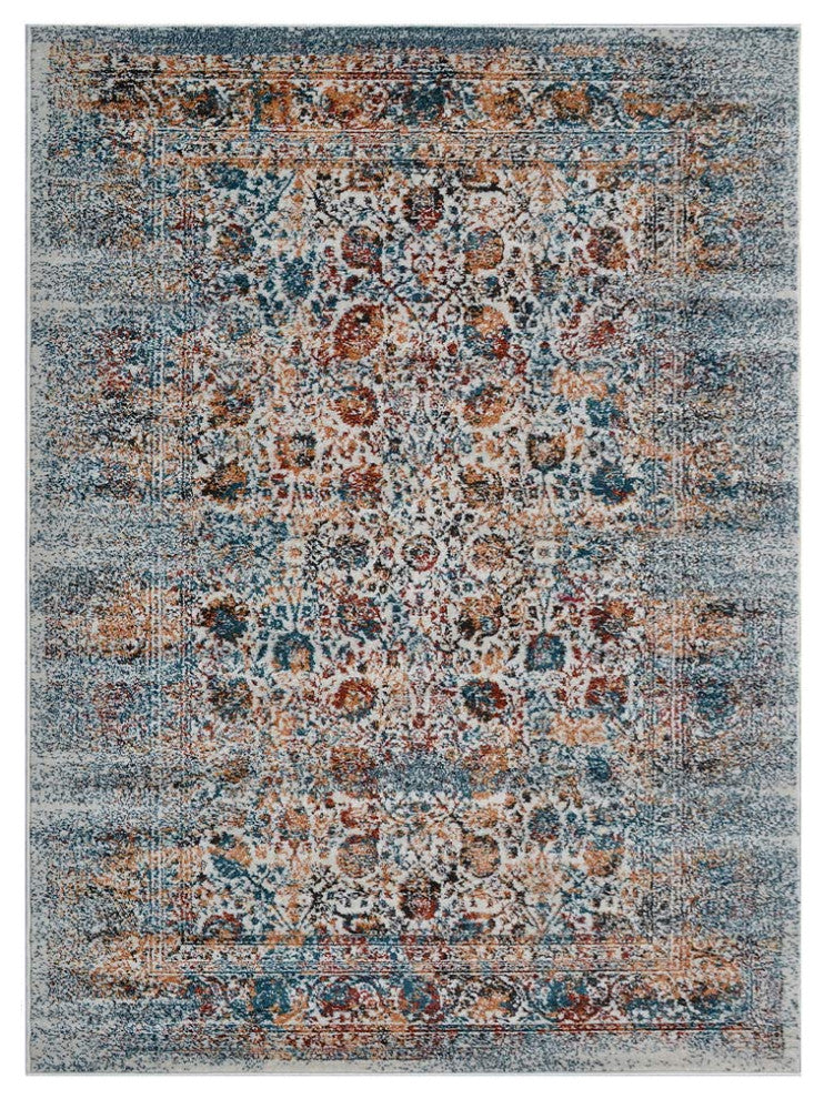 MACHINE MADE HEATSET POLYPROPYLENE AREA RUGS -Ivory Color,Oriental Design, [Rectangle] 6'7''x9'