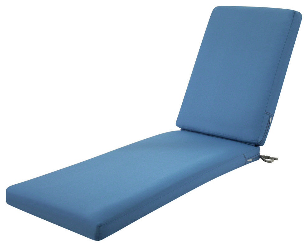 Patio Chaise Lounge Cushion Slip Cover and Foam, 72"x21"x3", Empire Blue