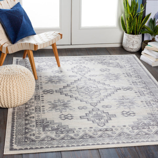 Surya Roma ROM-2319 5'3"x7'1" Rug, Medium Gray/Light Gray/White
