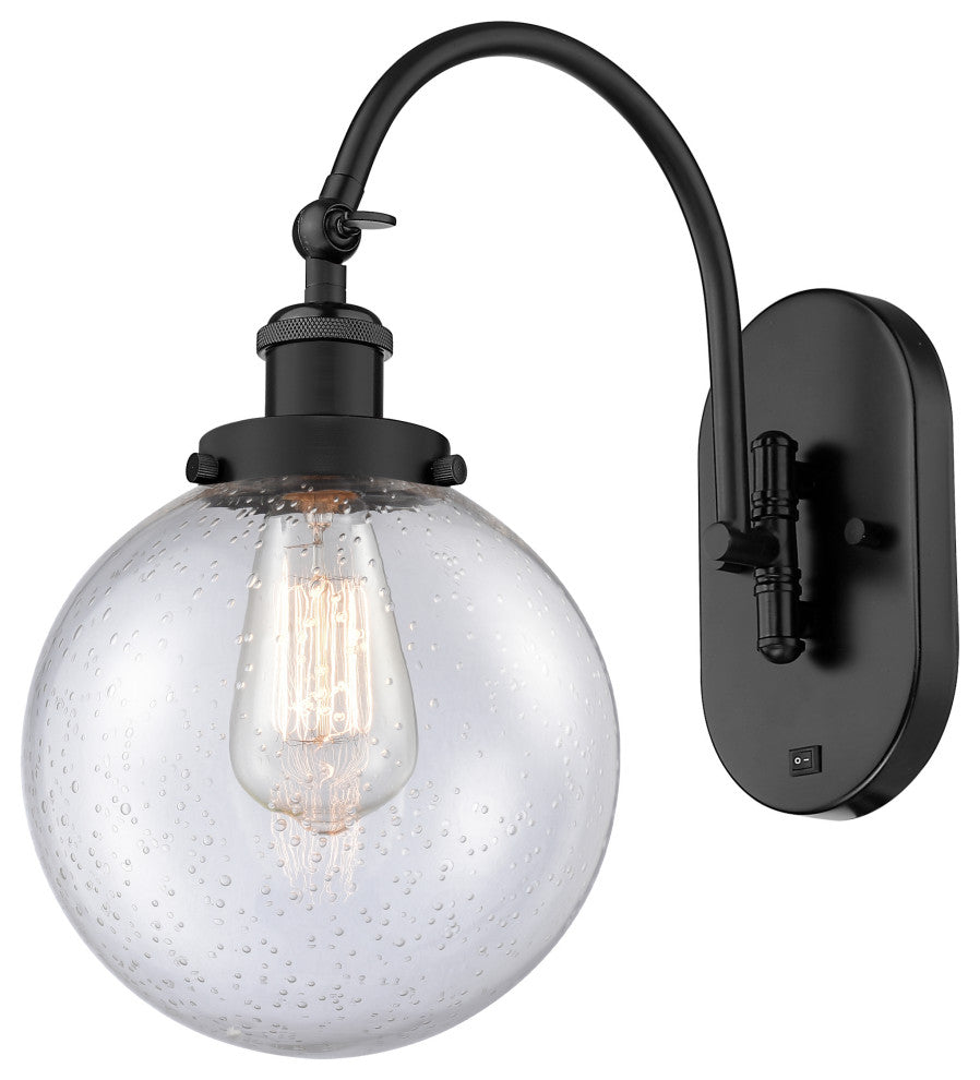 Innovations 918-1W-BK-G204-8-LED 1-Light Sconce, Matte Black