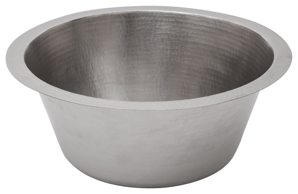 16" Round Hammered Copper Bar Sink in Nickel With 2" Drain Opening