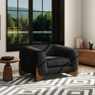 Alpine 44" Sherpa Arm Chair, Ebony Black Boucle