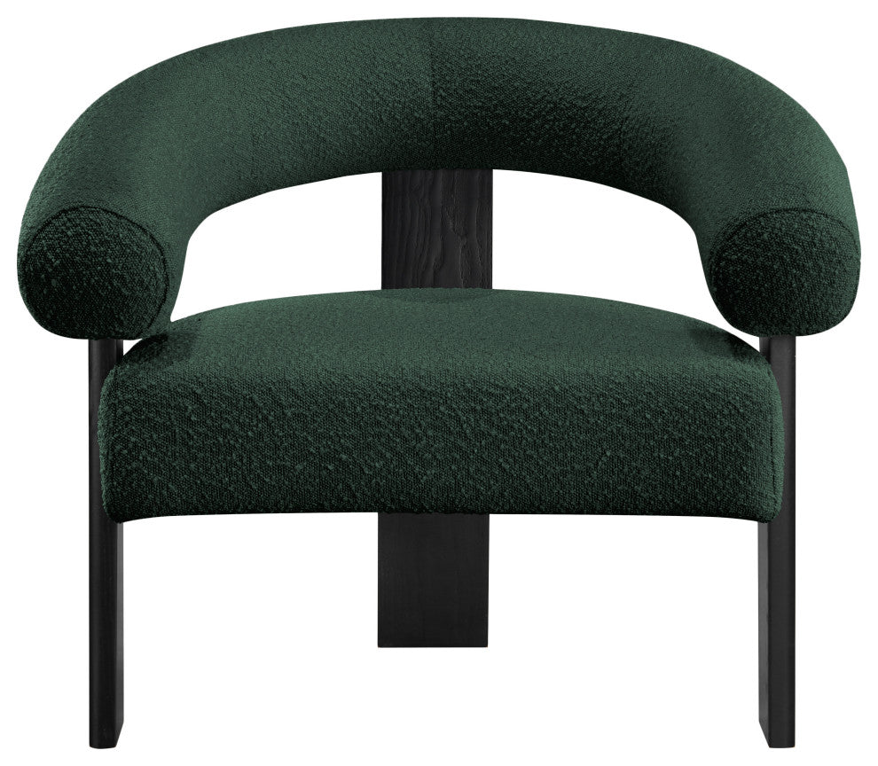 Winston Boucle Fabric Upholstered Accent Chair, Green, Black Finish