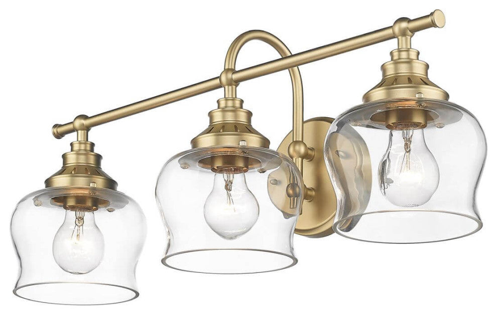 3 Light 24" Bath Vanity Light, Brushed Champagne Bronze With Clear Glass