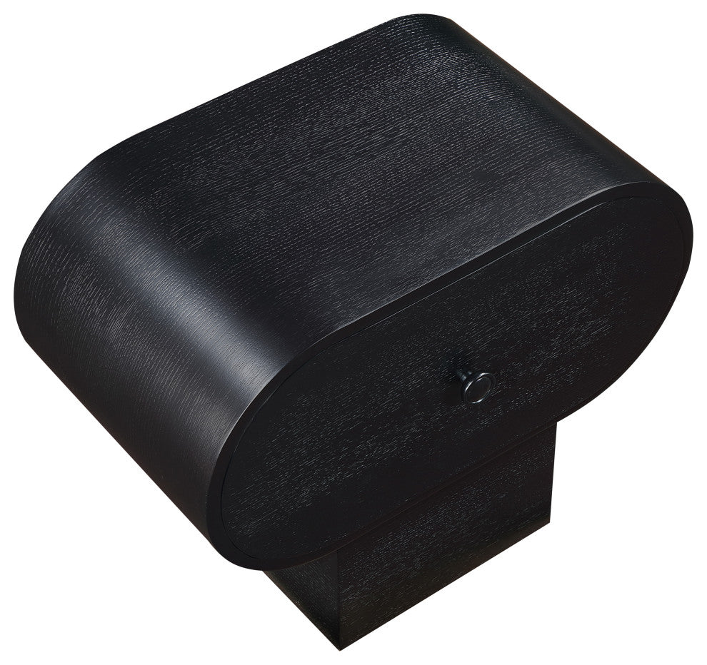 Harlow Solid Wood And Oak Veneer Night Stand, Black