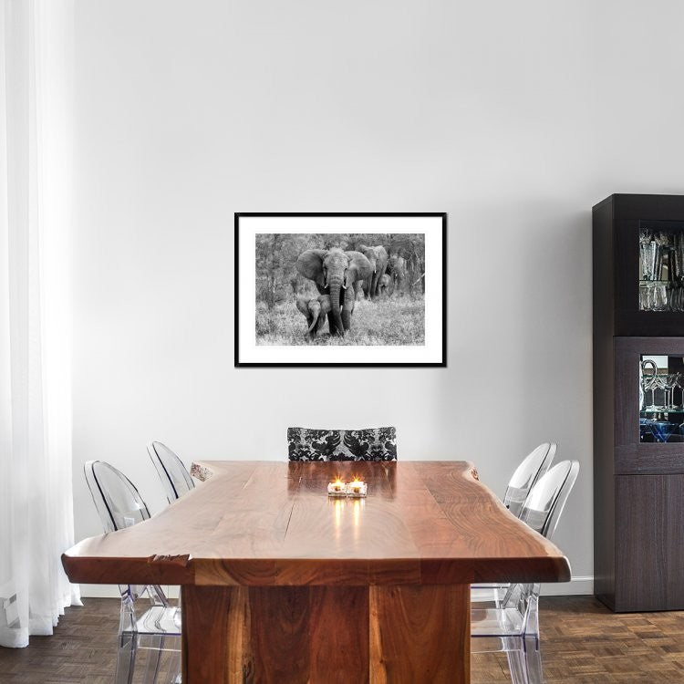 "Elefamily" Framed Digital Print by Bertram Schemel, 38"x28"