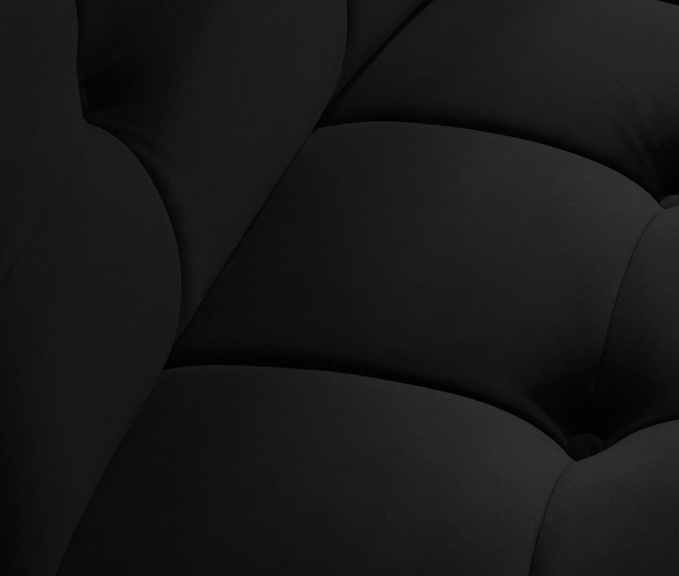 Limitless Velvet Upholstered 1-Piece Modular Chair, Black