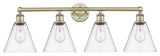 Berkshire 4-Light 35" Bath Vanity Light, Antique Brass Finish, Clear Shade