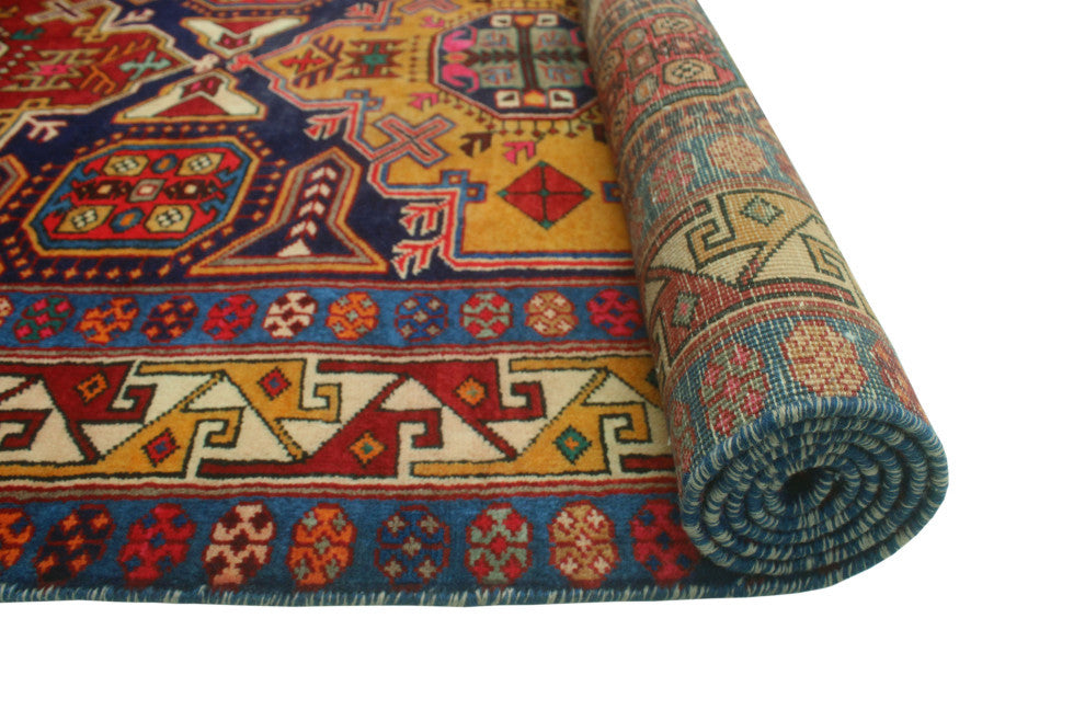 Fine Vintage Distressed Ahmad Red/Navy Runner, 4'2x9'5