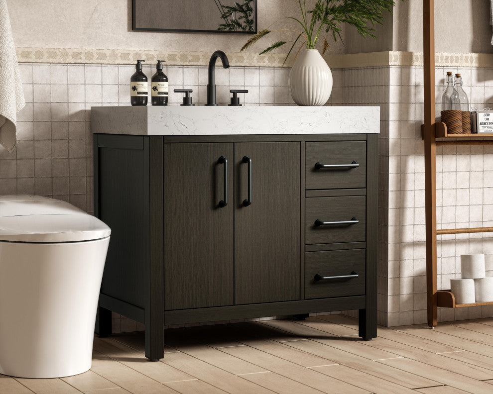 Home Living 36" Single Bathroom Vanity, Mocha Brown