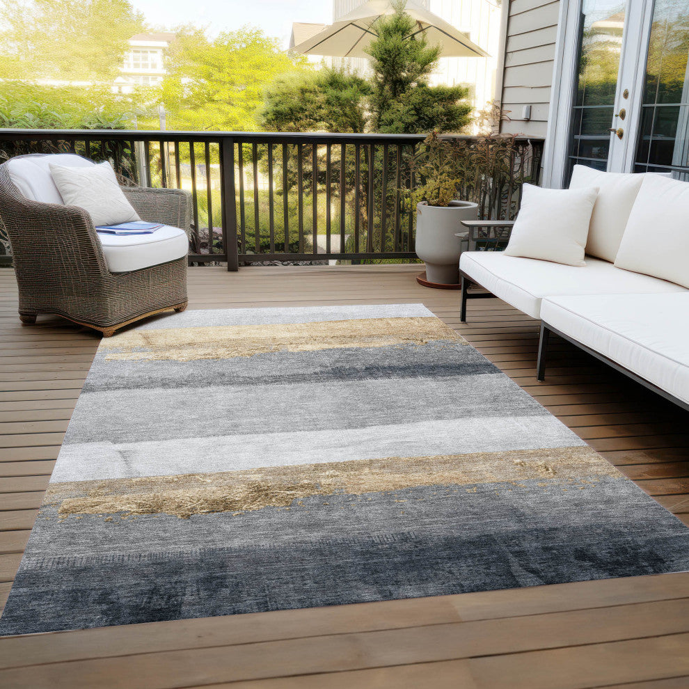 Machine Washable Indoor/Outdoor Chantille ACN1883 Gold 2'6" x 3'10" Rug