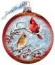 Winter Cardinals Glass Ornament