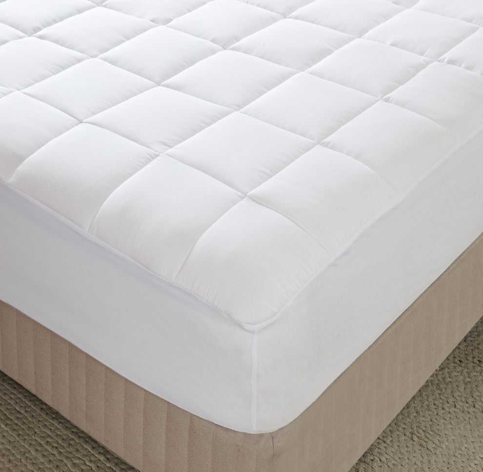 Sleep Philosophy Microfiber Mattress Pad With 3M Moisture, White, King