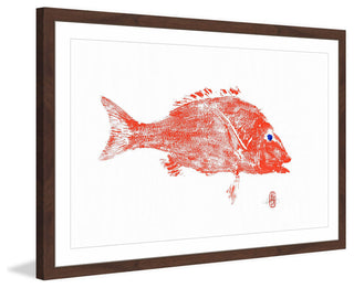 "Big Red Fish" Framed Painting Print, 24"x16"