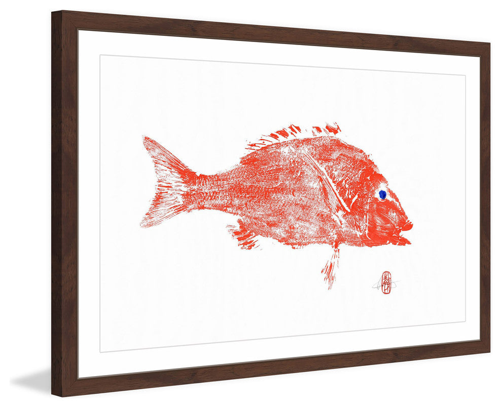"Big Red Fish" Framed Painting Print, 24"x16"