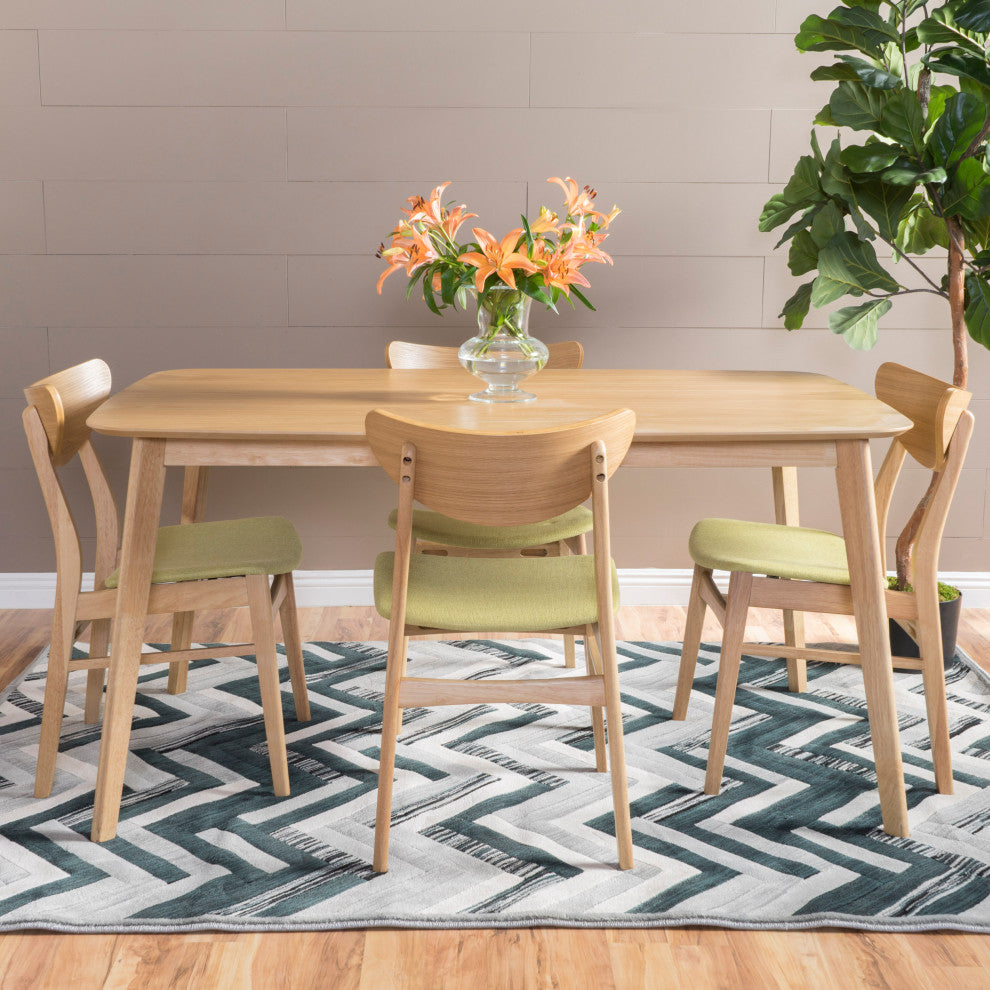 GDF Studio 5-Piece Camilla Natural Oak Finish 60" Rectangular Dining Set