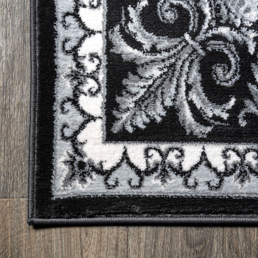 Acanthus French Border, Black/Gray, 2x10