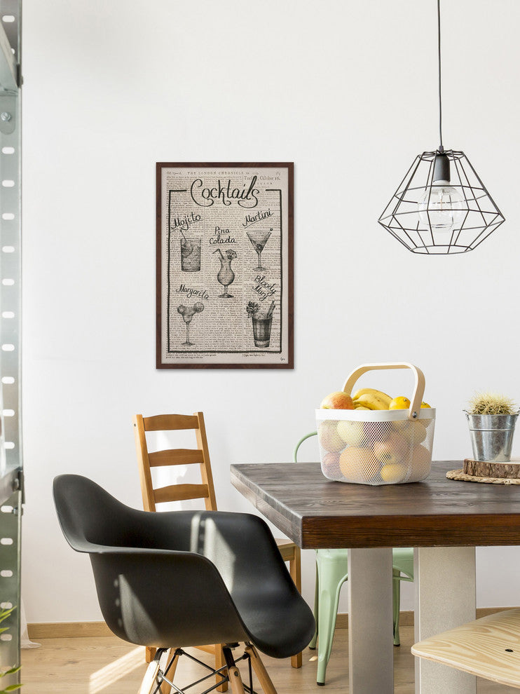 "Cocktail Menu" Framed Painting Print, 16"x24"