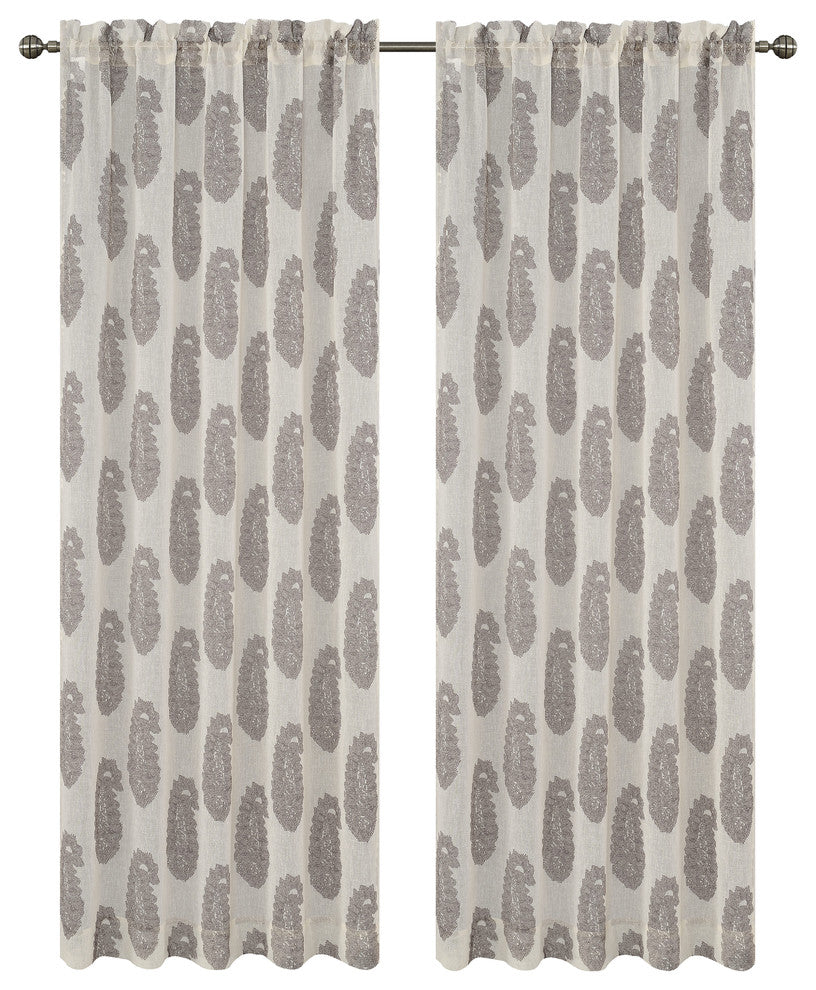 Paisley Drapery Curtain Panels, Cream