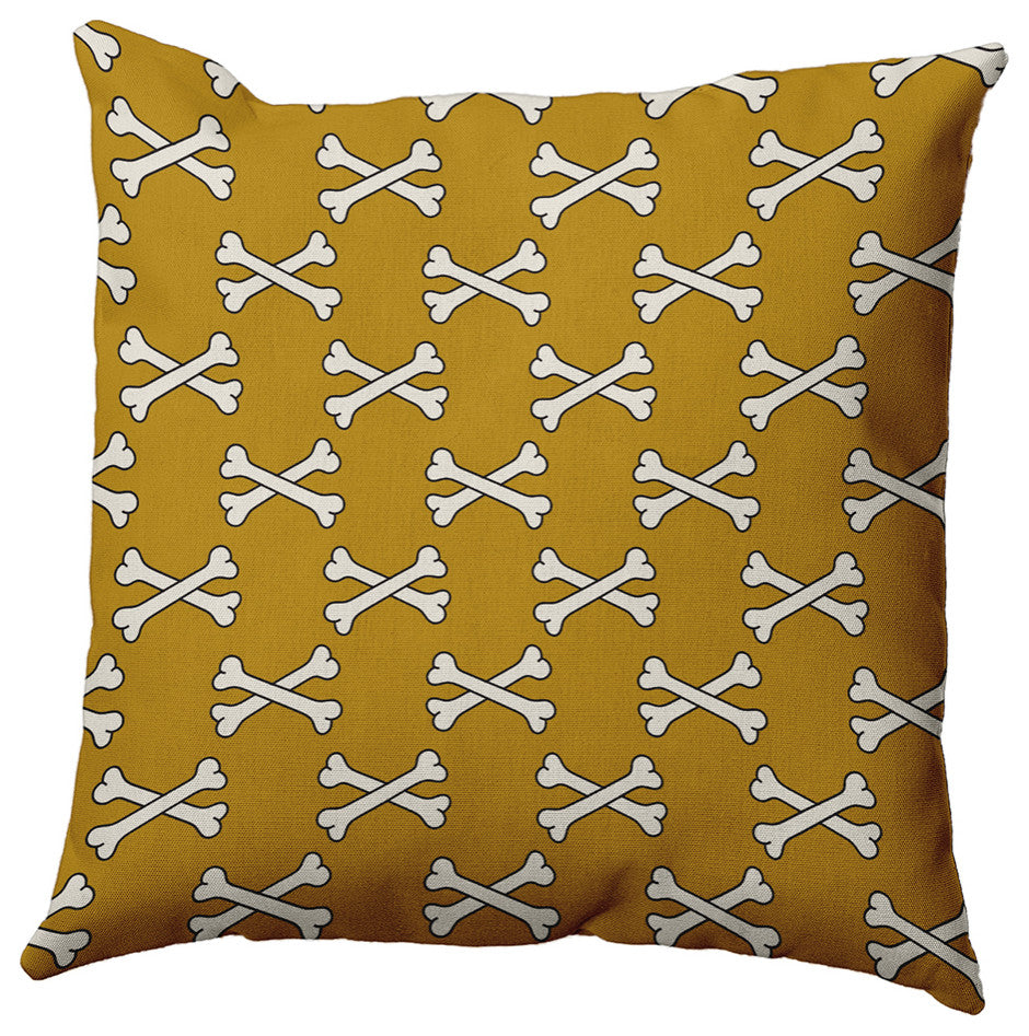 26"x26" Cross Bones Decorative Throw Pillow, Autumn Gold