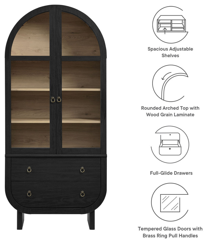 Nyx Arched Display Cabinet, Black