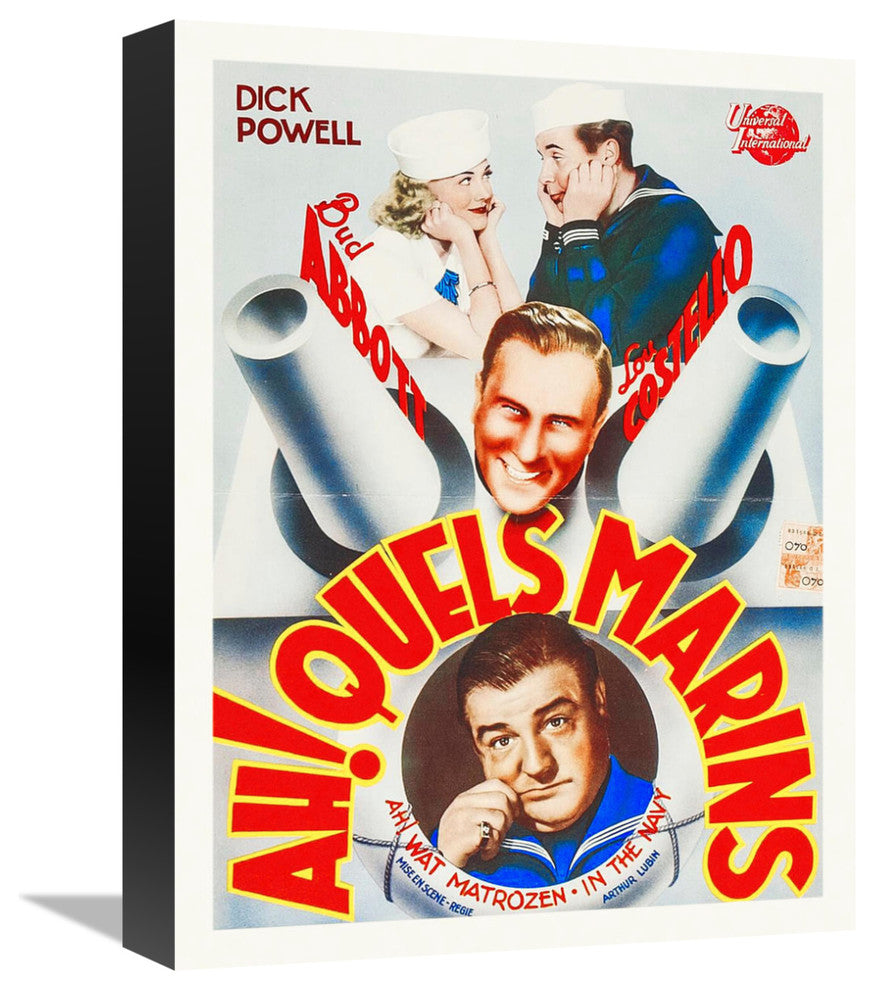 "Abbott & Costello - French - In The Navy" Canvas Giclee, 12"x16"