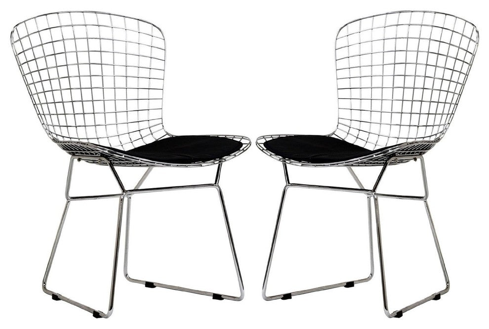 OCC set of 2-  Chromed Steel Wire Frame Side Chairs , Black