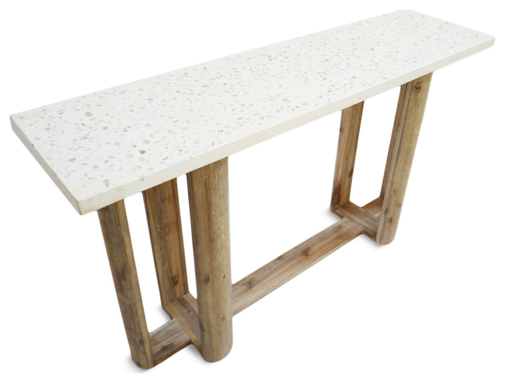 Paulina White Terrazzo Outdoor Console