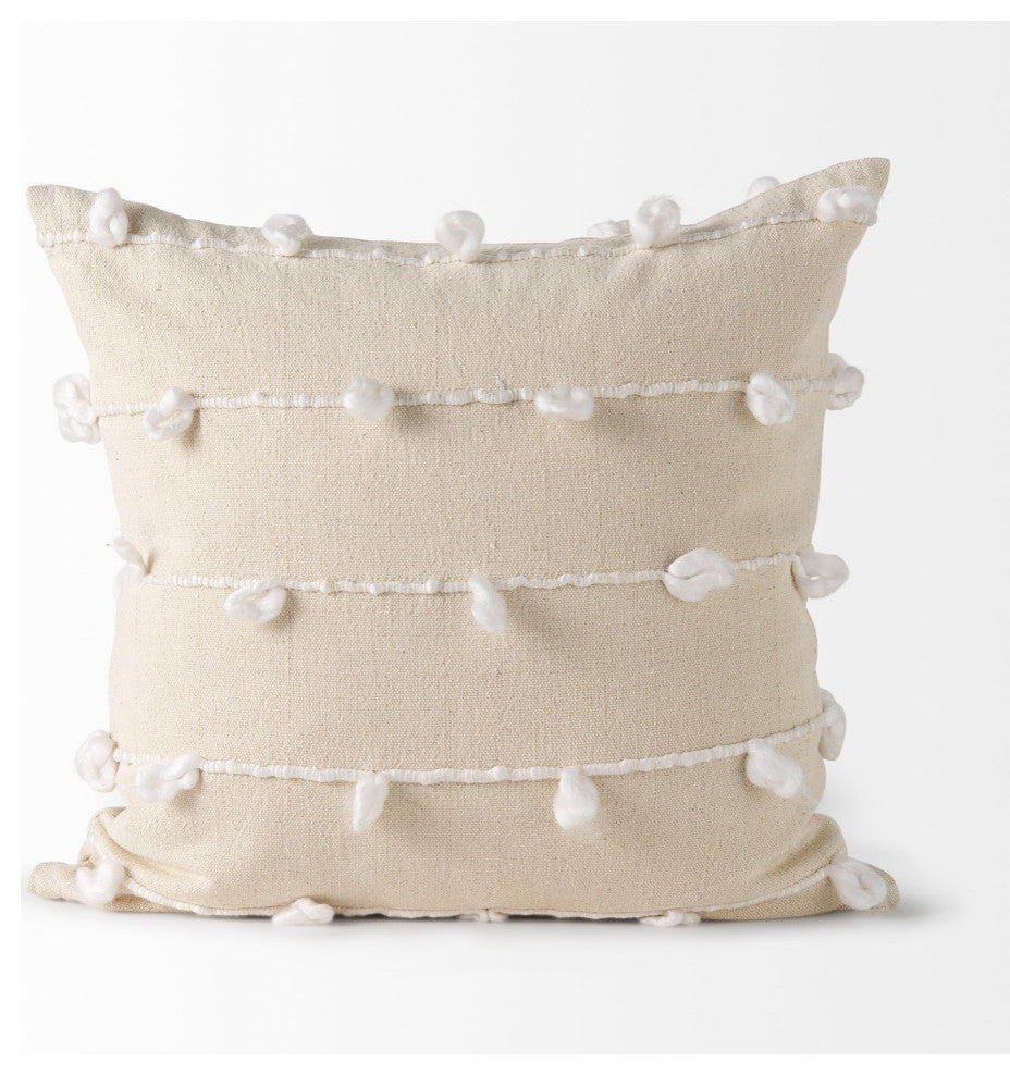 Erica 20x20 Cream With White Detail Decorative Pillow Cover