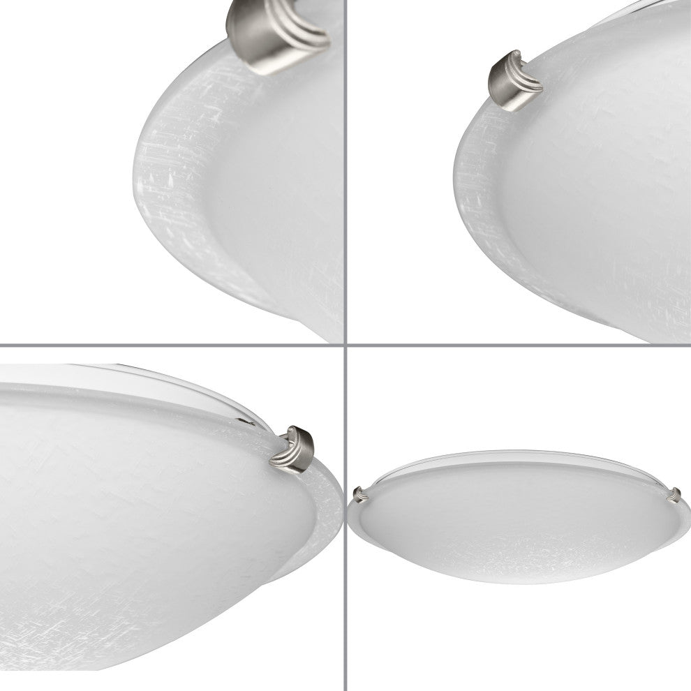 Linen Dome Collection 12-1/4, 2-Light Brushed Nickel Etched Linen Flush Light