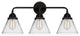 Large Cone Bath Vanity Light, Matte Black, Clear, Clear