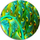 Vibrant Green Fractal Flower Pattern, Abstract Disc Metal Wall Art, 23"