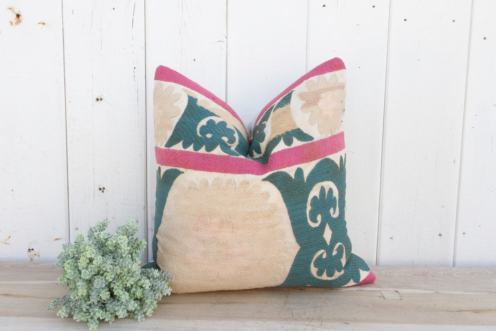 Dawn Dew Vintage Suzani Pillow