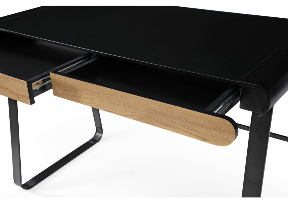 Loft Lyfe Nila Desk, 2 Storage Drawers, Black 43.3Lx21.6Wx30H