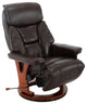 HomeRoots Deep Brown Faux Leather Swivel Adjustable Recliner Chair