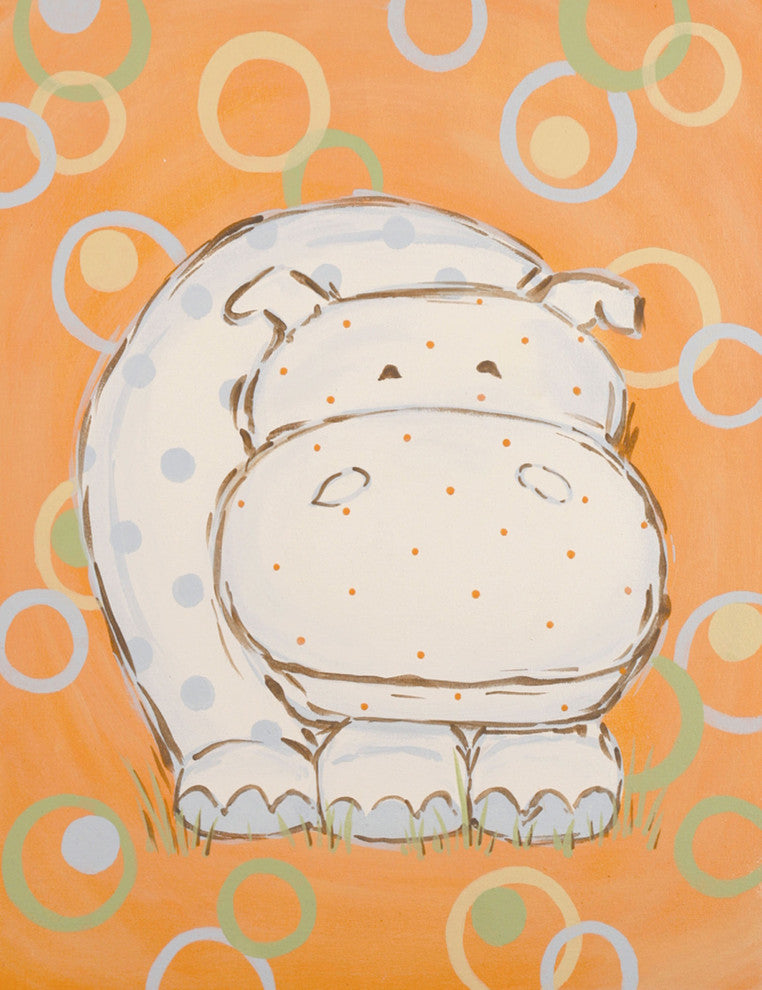 Marmont Hill, "Whimsy Hippo" by Reesa Qualia Painting on Wrapped Canvas, 30x39