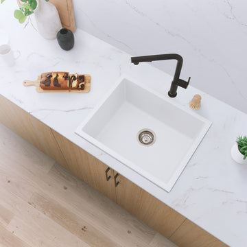 STYLISH 22"Dual Mount Single Bowl White Granite Kitchen Sink