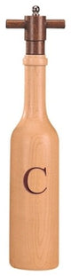 Wine Bottle Maple Wood Pepper Grinder, Custom Personalized Initial,  "C"