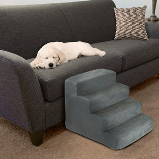 High Density Foam Pet Stairs 4 Steps With Removeable Cover By Petmaker, Gray